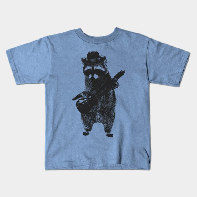 Raccoon wielding ukulele Kids T-Shirt by dankdesigns